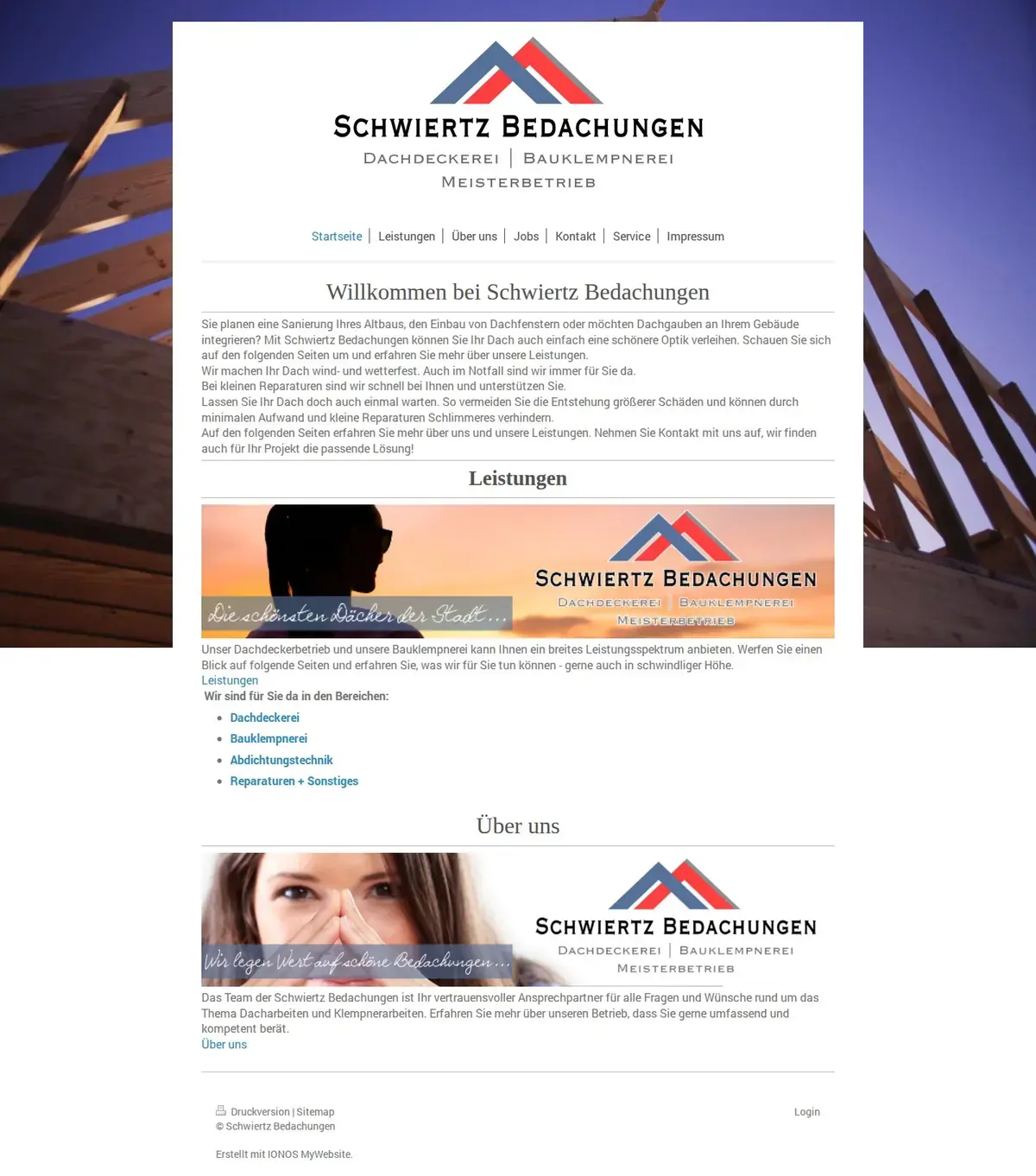 Screenshot der alten Website von Schwiertz Bedachung, Dachdecker in Berlin und im Havelland